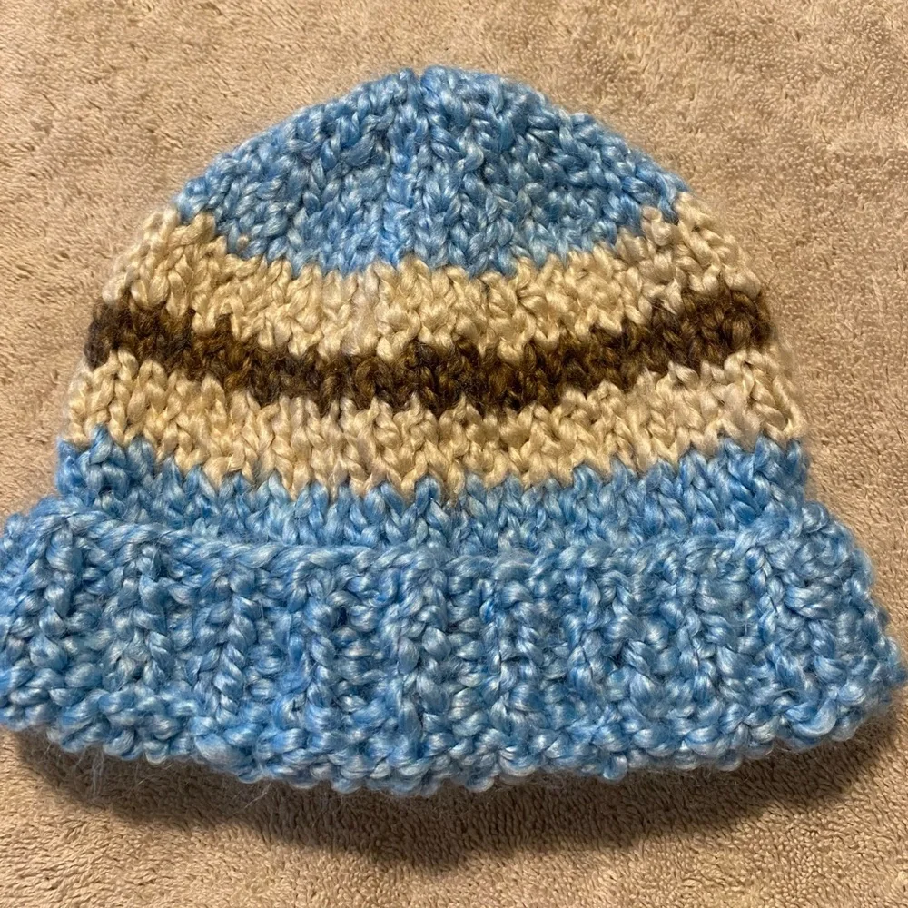 Two hand knit winter hats infant newborn warm comfy brand new